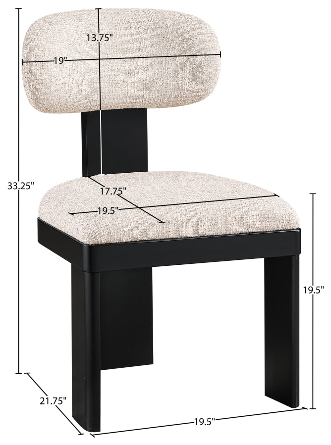 Timbra Linen Textured Fabric Upholstered Dining Chair in Beige, Set of 2 - 11082Beige-C