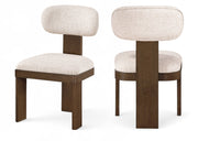 Timbra Linen Textured Fabric Upholstered Dining Chair in Beige, Set of 2 - 11083Beige-C
