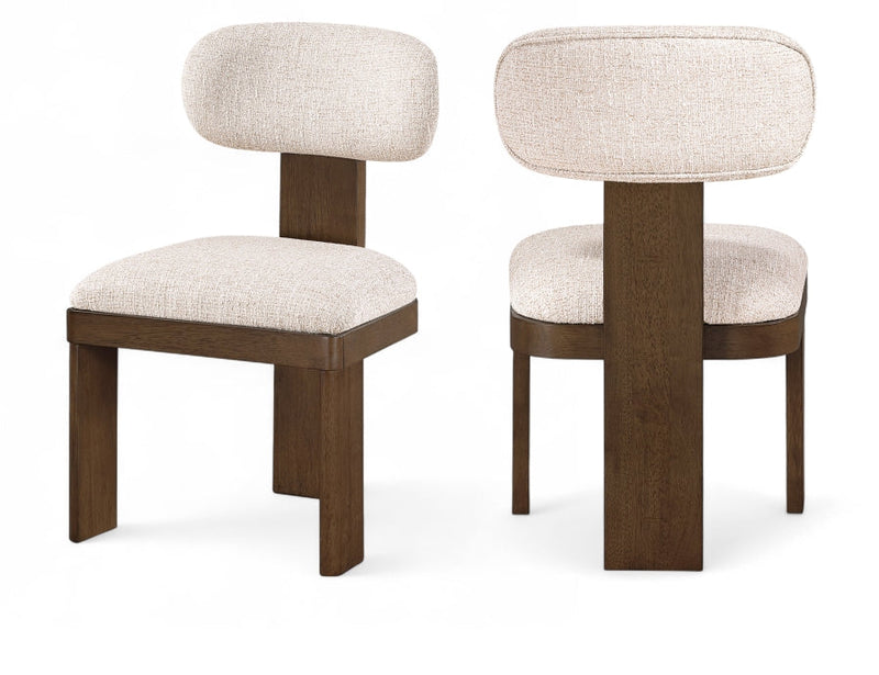 Timbra Linen Textured Fabric Upholstered Dining Chair in Beige, Set of 2 - 11083Beige-C