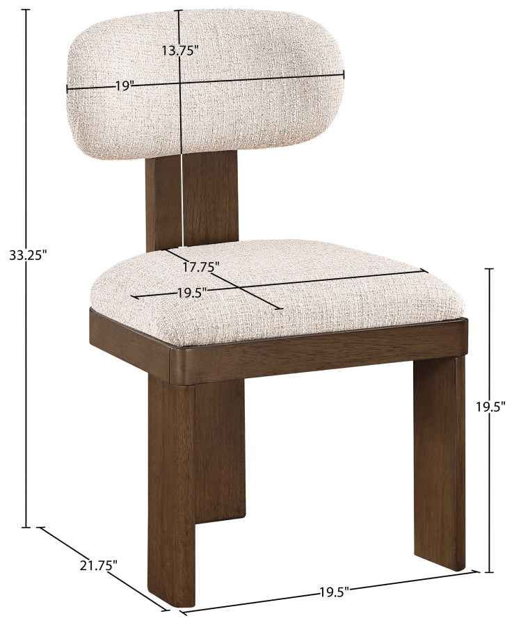 Timbra Linen Textured Fabric Upholstered Dining Chair in Beige, Set of 2 - 11083Beige-C