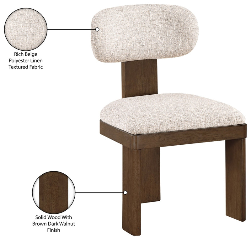 Timbra Linen Textured Fabric Upholstered Dining Chair in Beige, Set of 2 - 11083Beige-C