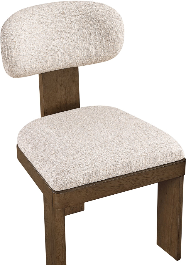 Timbra Linen Textured Fabric Upholstered Dining Chair in Beige, Set of 2 - 11083Beige-C