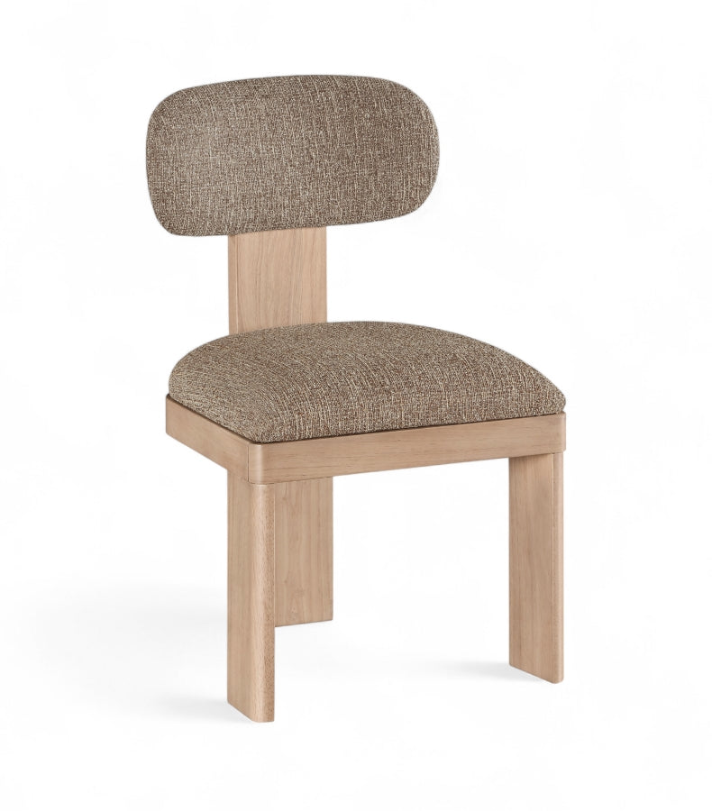 Timbra Linen Textured Fabric Upholstered Dining Chair in Brown, Set of 2 - 11081Brown-C