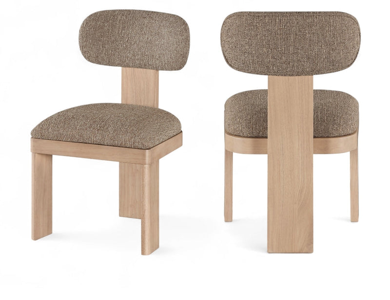 Timbra Linen Textured Fabric Upholstered Dining Chair in Brown, Set of 2 - 11081Brown-C