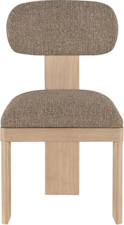 Timbra Linen Textured Fabric Upholstered Dining Chair in Brown, Set of 2 - 11081Brown-C