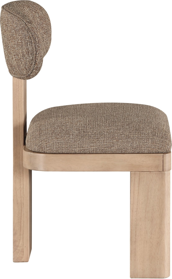 Timbra Linen Textured Fabric Upholstered Dining Chair in Brown, Set of 2 - 11081Brown-C
