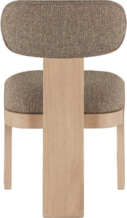 Timbra Linen Textured Fabric Upholstered Dining Chair in Brown, Set of 2 - 11081Brown-C