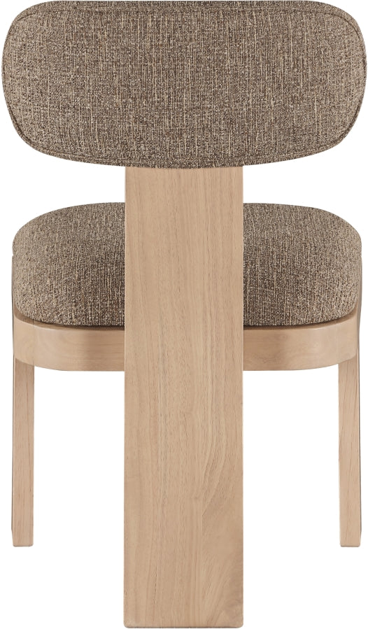 Timbra Linen Textured Fabric Upholstered Dining Chair in Brown, Set of 2 - 11081Brown-C