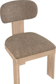Timbra Linen Textured Fabric Upholstered Dining Chair in Brown, Set of 2 - 11081Brown-C