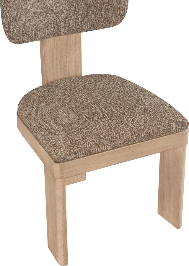 Timbra Linen Textured Fabric Upholstered Dining Chair in Brown, Set of 2 - 11081Brown-C