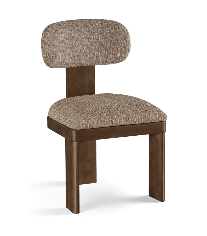 Timbra Linen Textured Fabric Upholstered Dining Chair in Brown, Set of 2 - 11083Brown-C