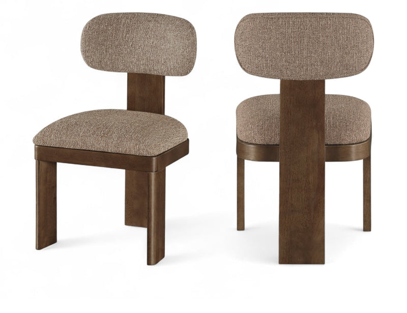 Timbra Linen Textured Fabric Upholstered Dining Chair in Brown, Set of 2 - 11083Brown-C