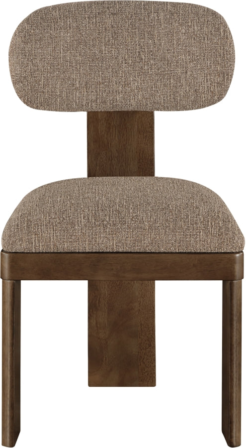 Timbra Linen Textured Fabric Upholstered Dining Chair in Brown, Set of 2 - 11083Brown-C