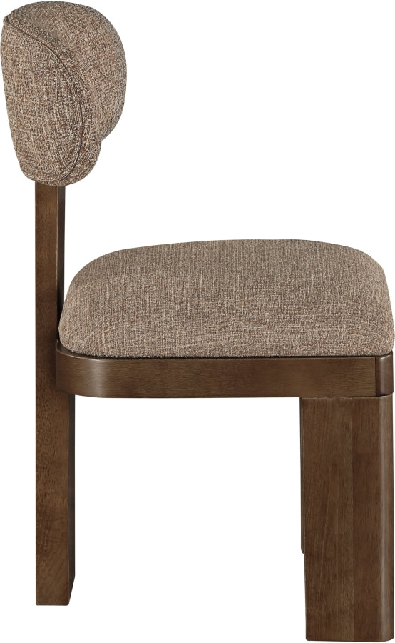 Timbra Linen Textured Fabric Upholstered Dining Chair in Brown, Set of 2 - 11083Brown-C