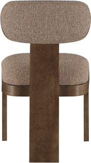Timbra Linen Textured Fabric Upholstered Dining Chair in Brown, Set of 2 - 11083Brown-C