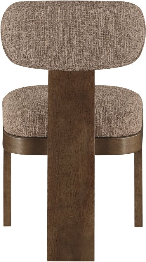 Timbra Linen Textured Fabric Upholstered Dining Chair in Brown, Set of 2 - 11083Brown-C