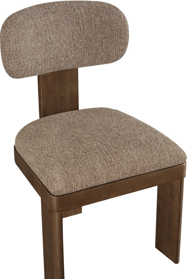 Timbra Linen Textured Fabric Upholstered Dining Chair in Brown, Set of 2 - 11083Brown-C