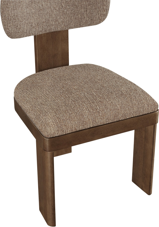 Timbra Linen Textured Fabric Upholstered Dining Chair in Brown, Set of 2 - 11083Brown-C