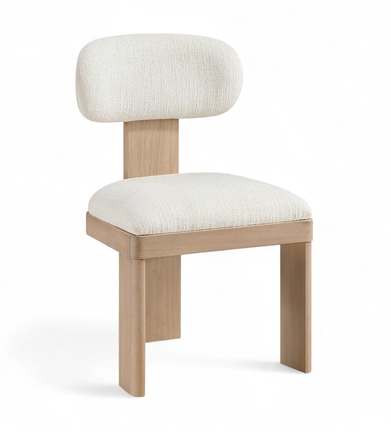 Timbra Linen Textured Fabric Upholstered Dining Chair in Cream, Set of 2 - 11081Cream-C