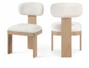 Timbra Linen Textured Fabric Upholstered Dining Chair in Cream, Set of 2 - 11081Cream-C