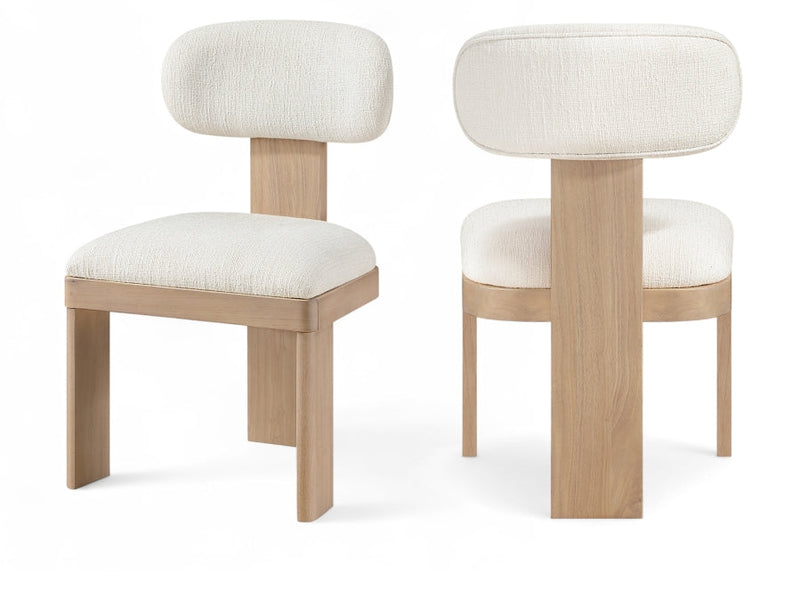 Timbra Linen Textured Fabric Upholstered Dining Chair in Cream, Set of 2 - 11081Cream-C