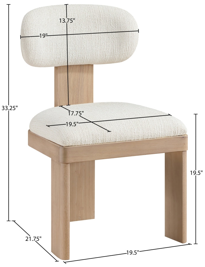 Timbra Linen Textured Fabric Upholstered Dining Chair in Cream, Set of 2 - 11081Cream-C