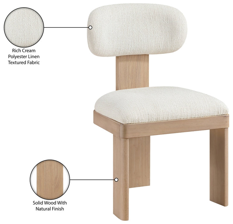 Timbra Linen Textured Fabric Upholstered Dining Chair in Cream, Set of 2 - 11081Cream-C