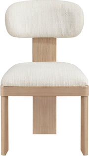 Timbra Linen Textured Fabric Upholstered Dining Chair in Cream, Set of 2 - 11081Cream-C