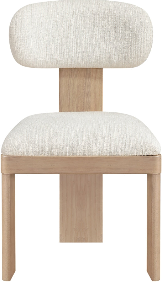 Timbra Linen Textured Fabric Upholstered Dining Chair in Cream, Set of 2 - 11081Cream-C