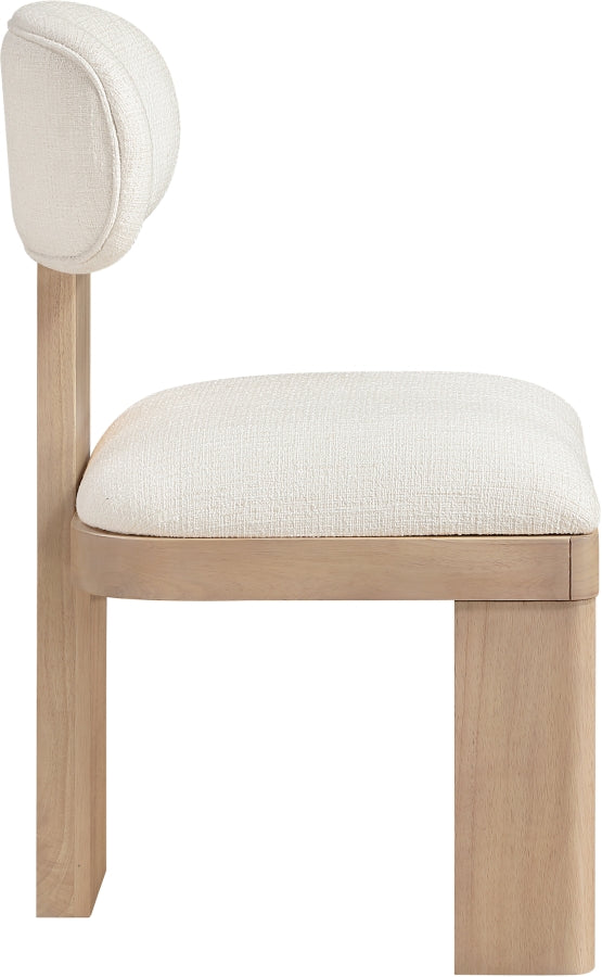 Timbra Linen Textured Fabric Upholstered Dining Chair in Cream, Set of 2 - 11081Cream-C