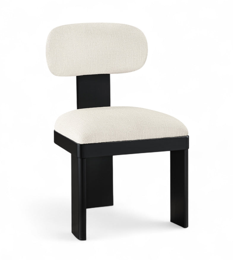 Timbra Linen Textured Fabric Upholstered Dining Chair in Cream, Set of 2 - 11082Cream-C