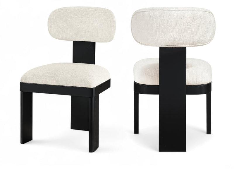 Timbra Linen Textured Fabric Upholstered Dining Chair in Cream, Set of 2 - 11082Cream-C
