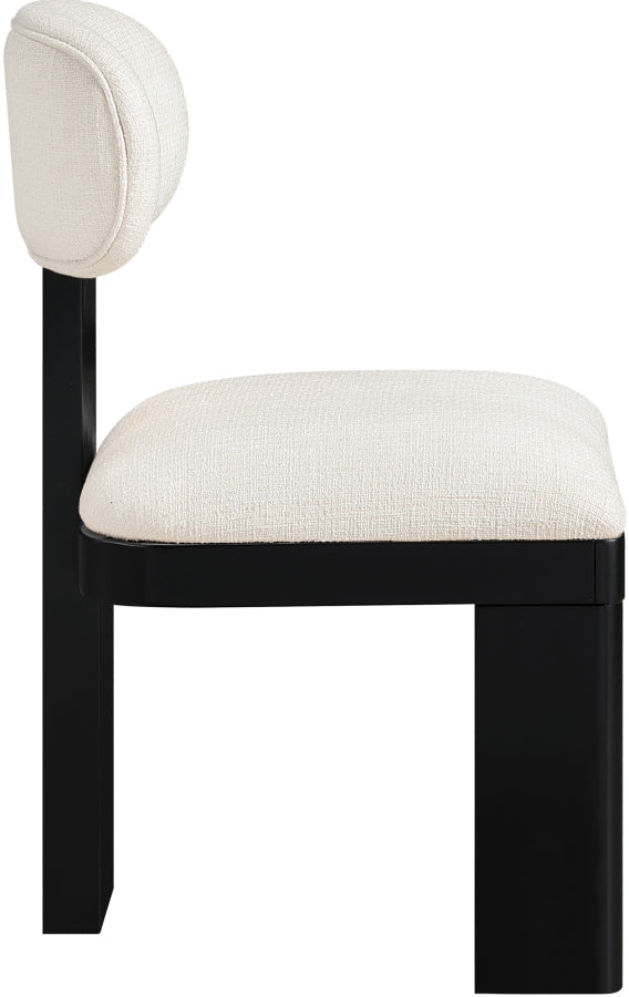 Timbra Linen Textured Fabric Upholstered Dining Chair in Cream, Set of 2 - 11082Cream-C