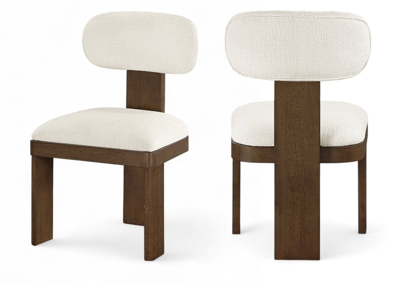 Timbra Linen Textured Fabric Upholstered Dining Chair in Cream, Set of 2 - 11083Cream-C