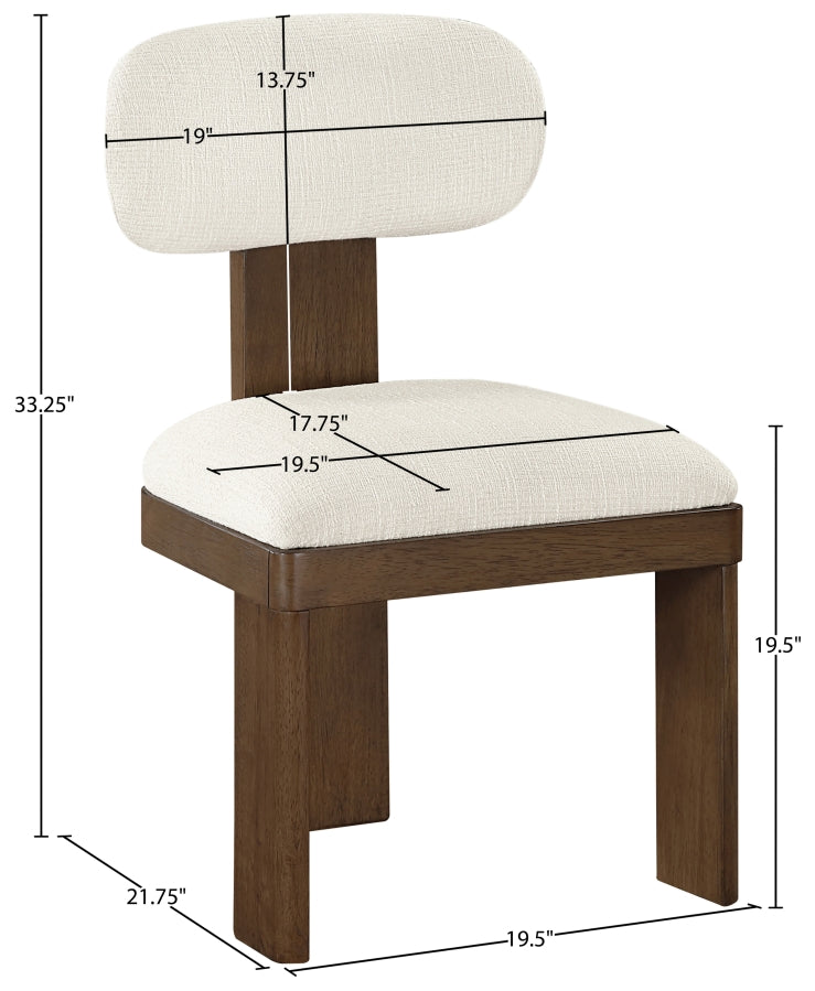 Timbra Linen Textured Fabric Upholstered Dining Chair in Cream, Set of 2 - 11083Cream-C