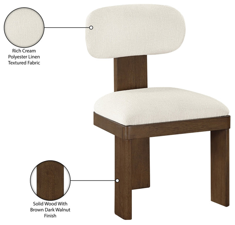 Timbra Linen Textured Fabric Upholstered Dining Chair in Cream, Set of 2 - 11083Cream-C