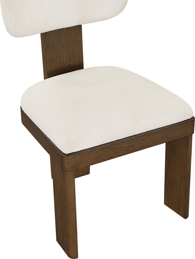 Timbra Linen Textured Fabric Upholstered Dining Chair in Cream, Set of 2 - 11083Cream-C