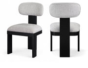 Timbra Linen Textured Fabric Upholstered Dining Chair in Grey, Set of 2 - 11082Grey-C