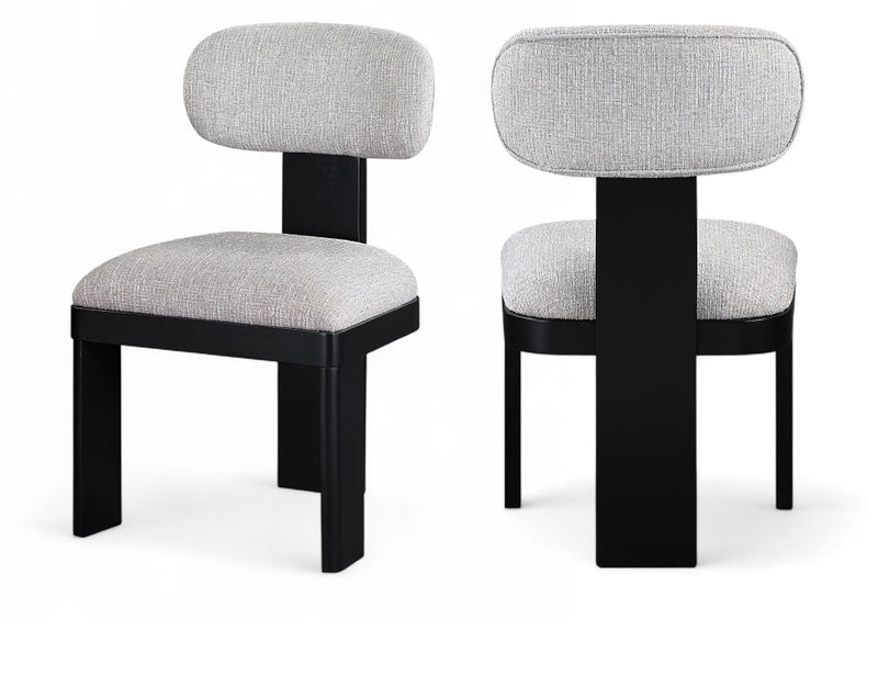 Timbra Linen Textured Fabric Upholstered Dining Chair in Grey, Set of 2 - 11082Grey-C