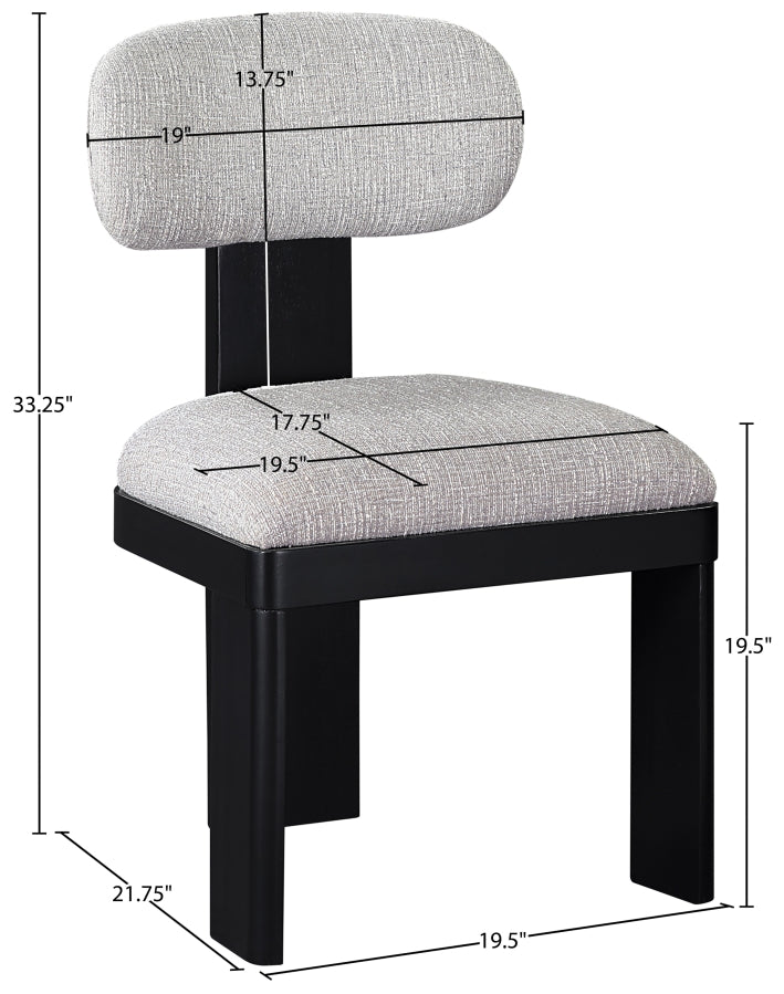 Timbra Linen Textured Fabric Upholstered Dining Chair in Grey, Set of 2 - 11082Grey-C