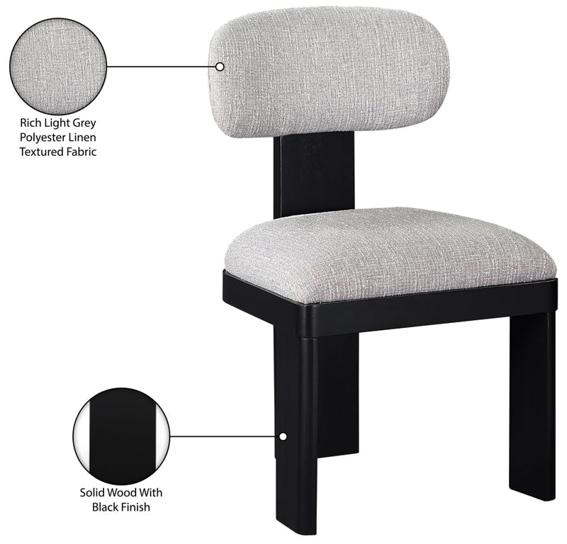 Timbra Linen Textured Fabric Upholstered Dining Chair in Grey, Set of 2 - 11082Grey-C