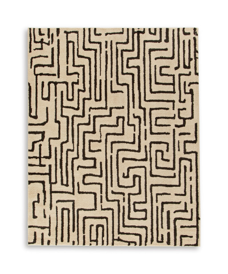 Timworth Black/Beige Washable Large Rug - R408601