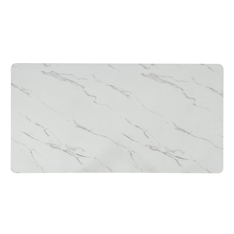 Tina - White Rectangular Shape Dining Table with Faux Marble Top - D213-Table