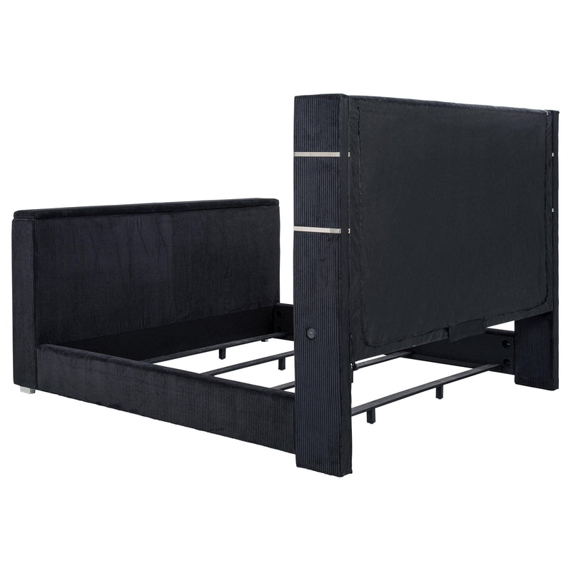 Tisdall Eastern King Flame Visualizer Wingback TV Bed Black - 315868BLKKE