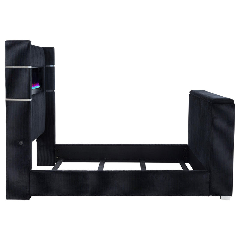 Tisdall Queen Flame Visualizer Wingback TV Bed Black - 315868BLKQ