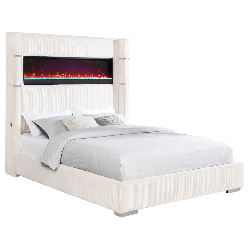 Tisdall Upholstered Cal King Flame Visualizer Bed Cream - 306032KW