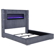 Tisdall Upholstered Cal King Flame Visualizer Bed Grey - 306030KW