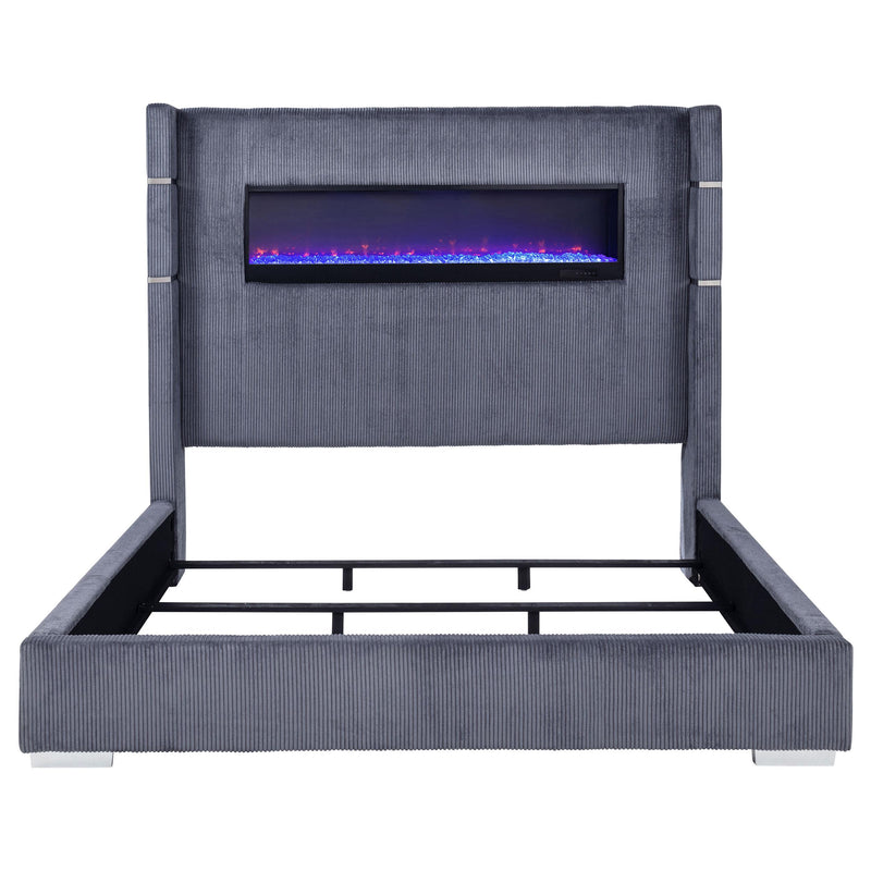 Tisdall Upholstered Cal King Flame Visualizer Bed Grey - 306030KW