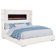 Tisdall Upholstered Eastern King Flame Visualizer Bed Cream - 306032KE