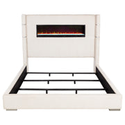 Tisdall Upholstered Eastern King Flame Visualizer Bed Cream - 306032KE